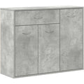 Buffet compact 88 x 30 x 70 cm avec 1 tiroir, 3 portes et rangement intérieur, finition gris béton