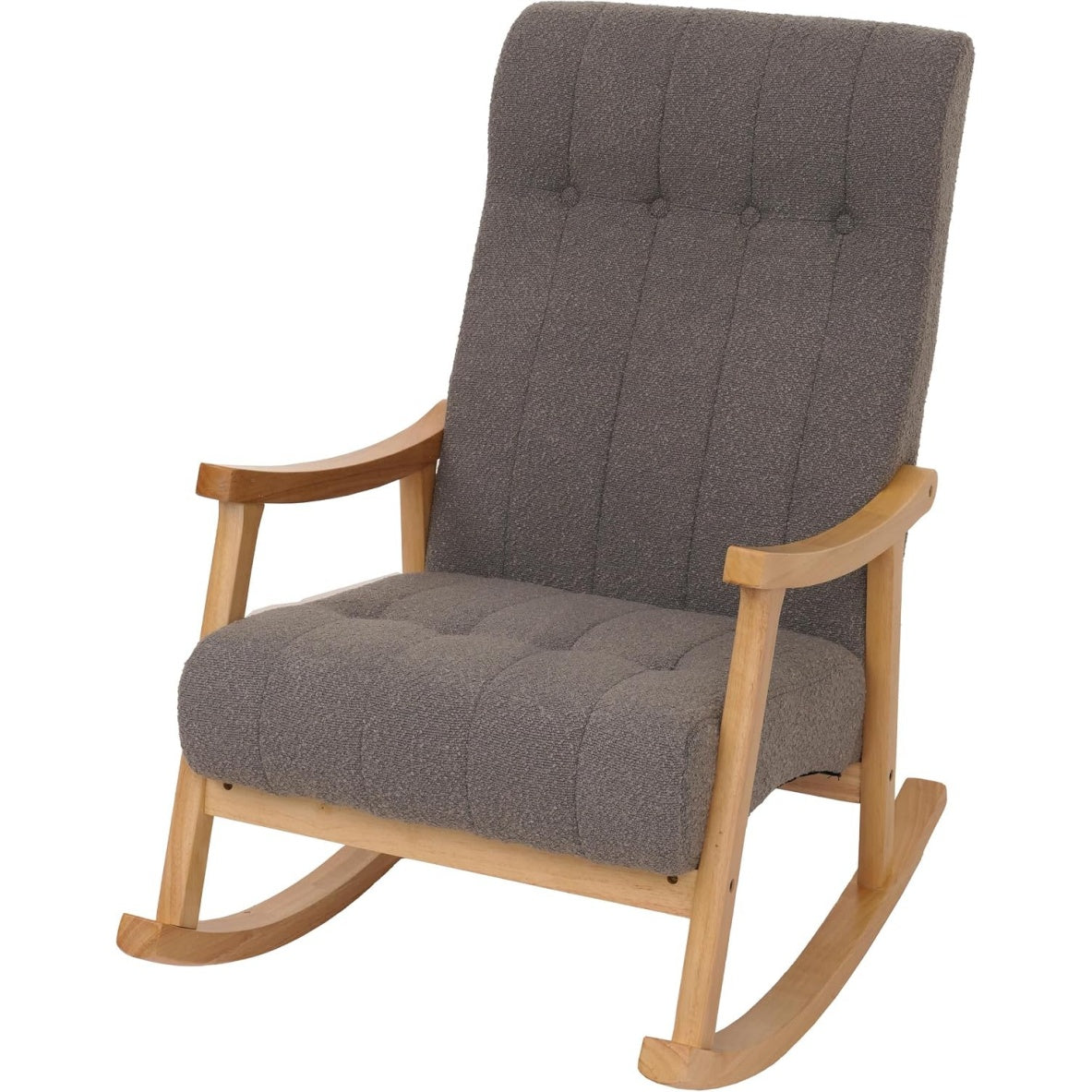 Fauteuil à bascule en tissu bouclé avec structure en bois pour un confort moderne