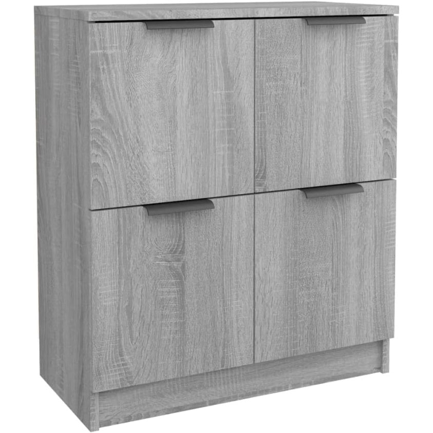 Buffet de rangement compact finition chêne Sonoma gris avec deux portes, 60 x 30 x 70 cm