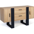 Buffet bas 105 cm avec portes, meuble de rangement style industriel, finition bois et noir