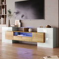 Lowboard moderne 200 cm avec éclairage LED, surfaces en verre et vaste capacité de rangement