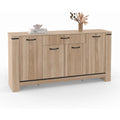 Buffet contemporain 160 cm avec 4 portes et tiroir, meuble de rangement design pour salon